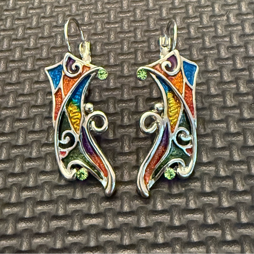 Colorful Georgian Cloisonné Enamel Earrings